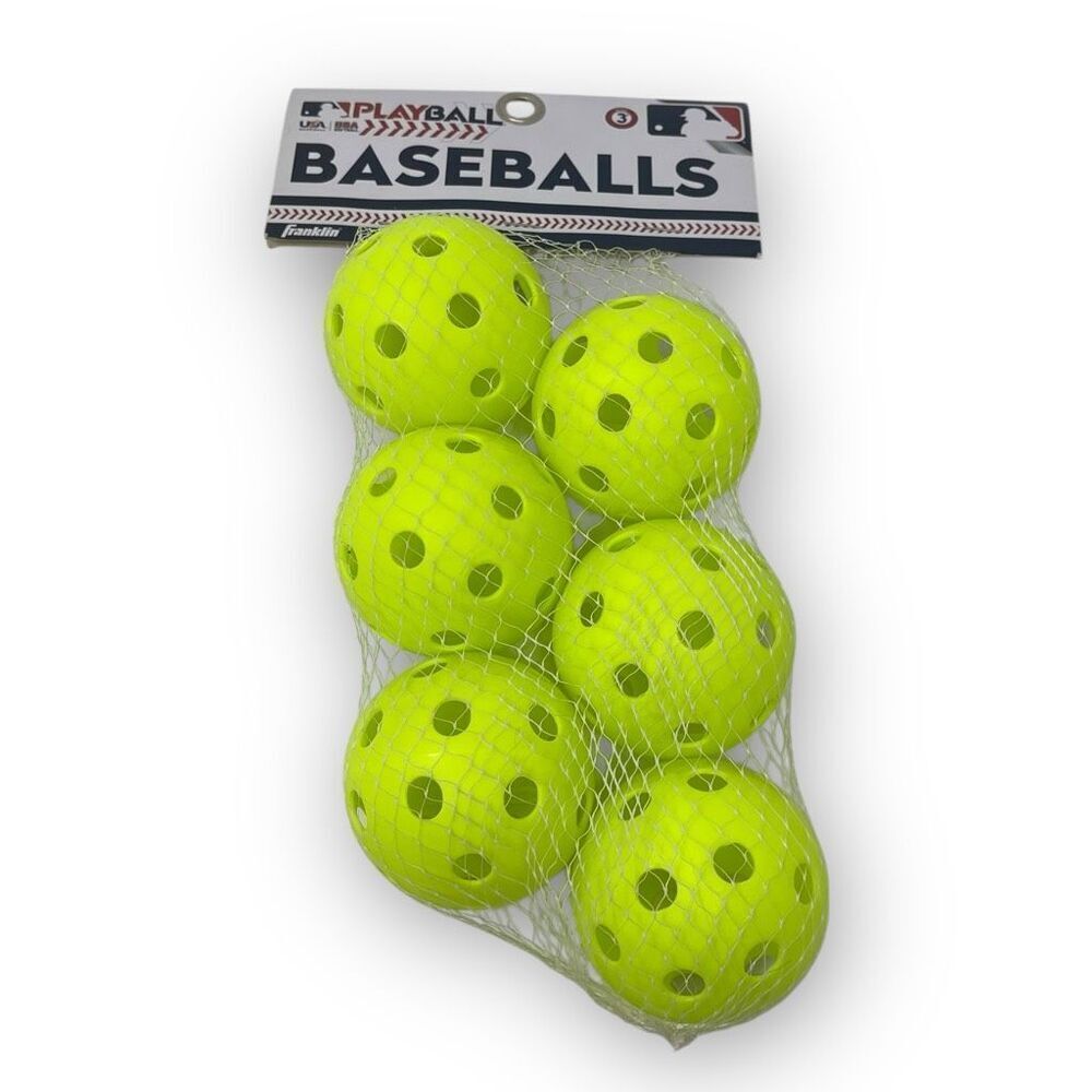 Franklin Sports MLB Playball 90mm Plastic Ball 6 Pack Neon Yellow/Green New NIP